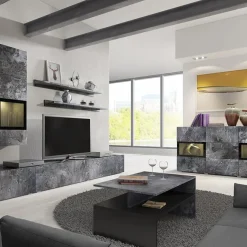 Garnero Arredamenti Tavolini Moderni|Tavolini Moderni-Tavolino 100x45cm da salotto design ossido e nero Emotion Gihome® Nero Opaco - Ossido