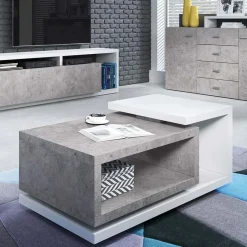 Garnero Arredamenti Tavolini Moderni|Tavolini Moderni-Tavolino 120x60cm da salotto design bianco cemento Megan Gihome® Bianco Opaco - Cemento