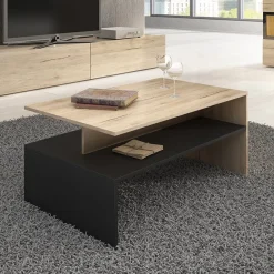 Garnero Arredamenti Tavolini Moderni|Tavolini Moderni-Tavolino 100x45cm da salotto design rovere e nero Emotion Gihome® Nero Opaco - Rovere