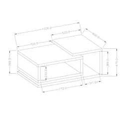 Garnero Arredamenti Tavolini Moderni|Tavolini Moderni-Tavolino 120x60cm da salotto rettangolare Megan Gihome® Nero Opaco