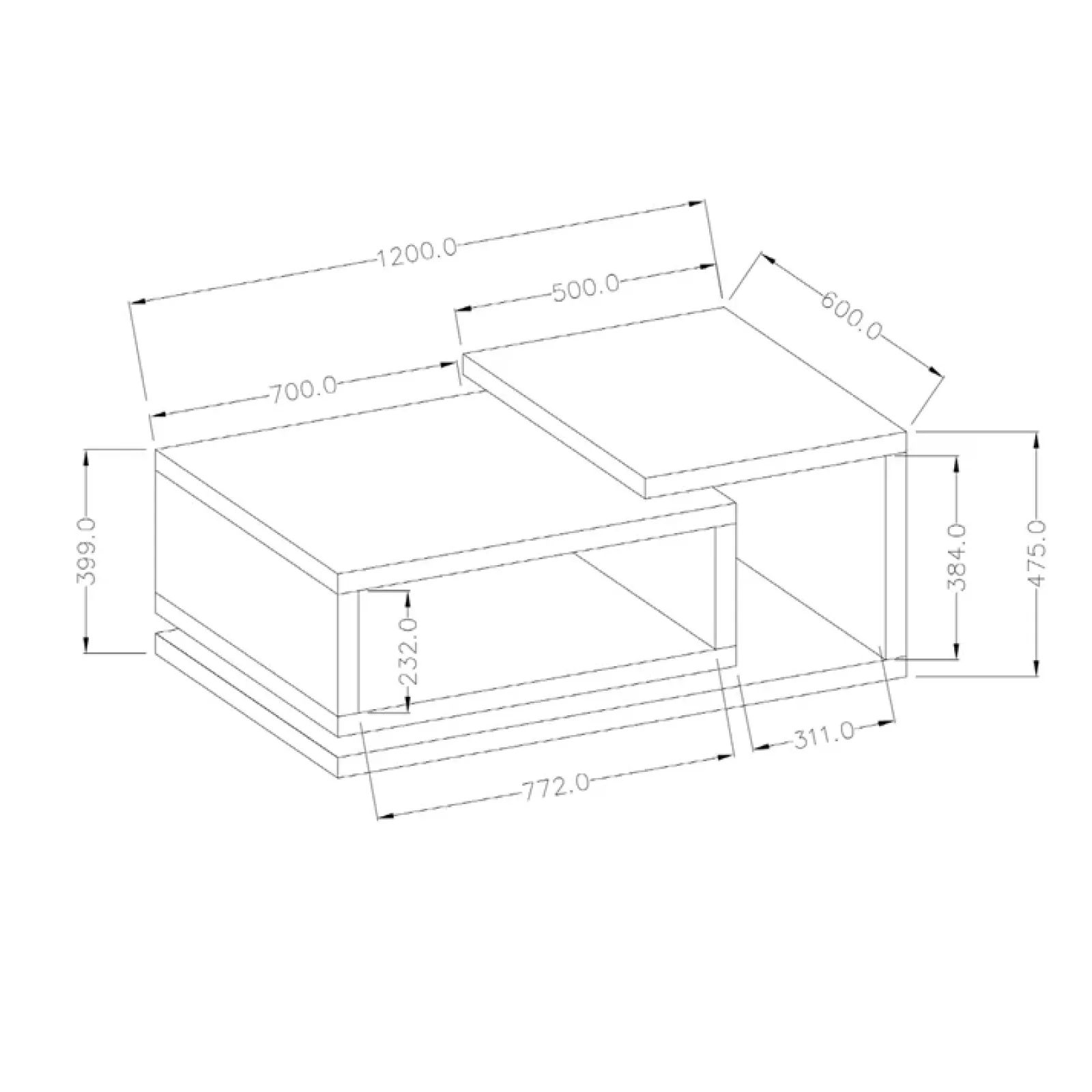 Garnero Arredamenti Tavolini Moderni|Tavolini Moderni-Tavolino 120x60cm da salotto rettangolare Megan Gihome® Nero Opaco