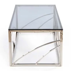 Garnero Arredamenti Tavolini Classici|Tavolini Classici-Tavolino 120x60cm da salotto vetro acciaio cromato Cuvel Silver Argento