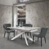 Garnero Arredamenti Tavoli Da Pranzo|Tavoli Allungabili-Tavolo 160/240 allungabile effetto marmo bianco bronzo metallo bianco Filly