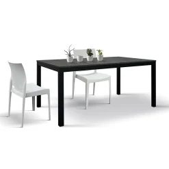 Garnero Arredamenti Tavoli Da Pranzo|Tavoli Allungabili-Tavolo 120/170 cm allungabile acciaio metallo Alanda Ossido