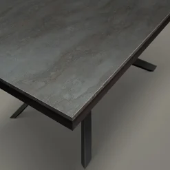 Garnero Arredamenti Tavoli Da Pranzo|Tavoli Allungabili-Tavolo 120/170 cm allungabile acciaio ossido metallo Velvet Ossido - Nero opaco