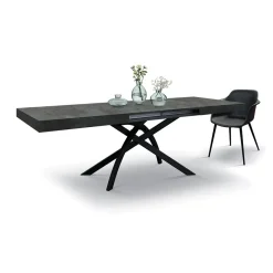 Garnero Arredamenti Tavoli Da Pranzo|Tavoli Allungabili-Tavolo 160/240 cm allungabile acciaio ossidato metallo Otab Ossido