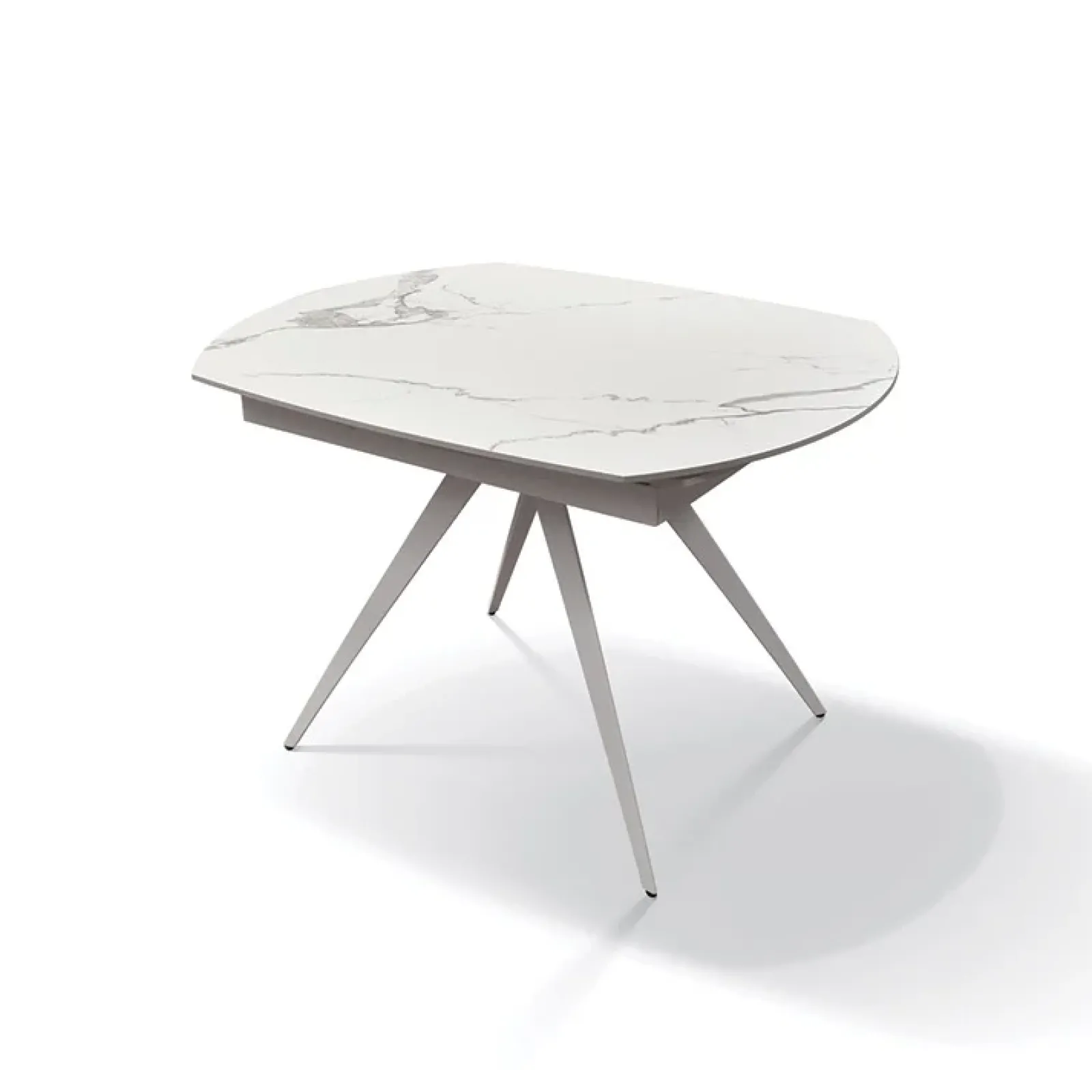 Garnero Arredamenti Tavoli Da Pranzo|Tavoli Allungabili-Tavolo 120/180 cm allungabile bianco effetto marmo metallo Globo Marmo bianco