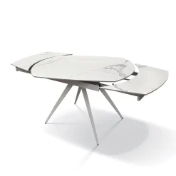 Garnero Arredamenti Tavoli Da Pranzo|Tavoli Allungabili-Tavolo 120/180 cm allungabile bianco effetto marmo metallo Globo Marmo bianco