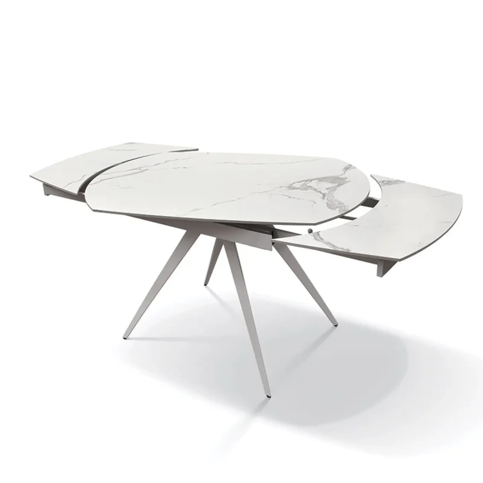 Garnero Arredamenti Tavoli Da Pranzo|Tavoli Allungabili-Tavolo 120/180 cm allungabile bianco effetto marmo metallo Globo Marmo bianco