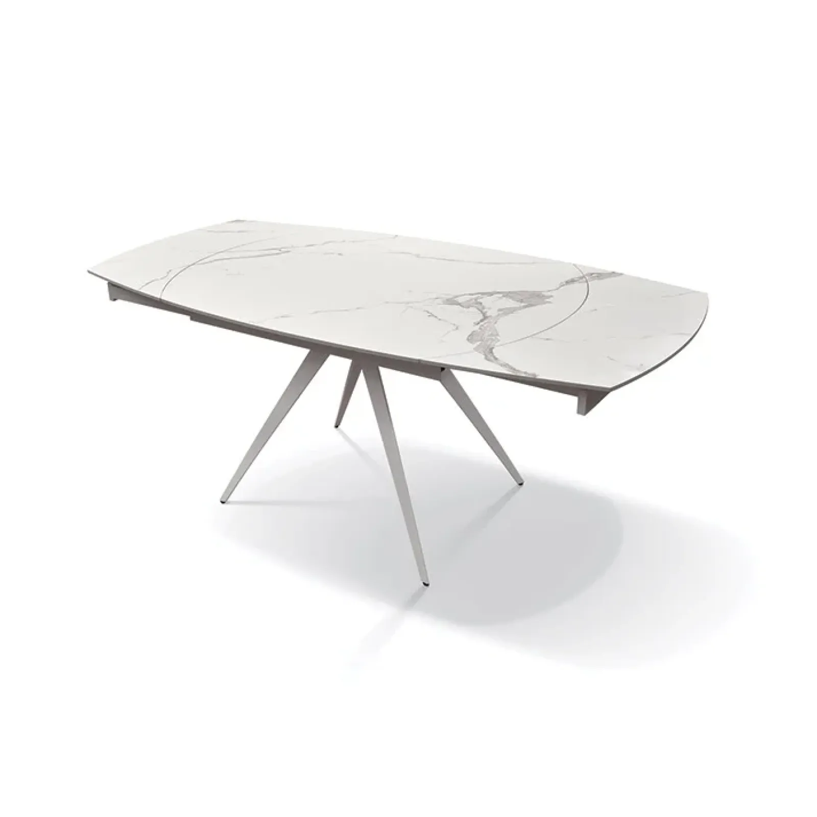 Garnero Arredamenti Tavoli Da Pranzo|Tavoli Allungabili-Tavolo 120/180 cm allungabile bianco effetto marmo metallo Globo Marmo bianco