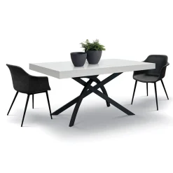 Garnero Arredamenti Tavoli Da Pranzo|Tavoli Allungabili-Tavolo 160/240 cm allungabile metallo Otab Bianco Frassinato