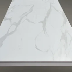 Garnero Arredamenti Tavoli Da Pranzo|Tavoli Allungabili-Tavolo 110/160 cm allungabile effetto metallo bianco Larkin Marmo bianco