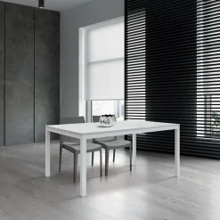 Garnero Arredamenti Tavoli Da Pranzo|Tavoli Allungabili-Tavolo 120/170 cm allungabile effetto metallo bianco Larkin Marmo bianco