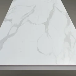 Garnero Arredamenti Tavoli Da Pranzo|Tavoli Allungabili-Tavolo 120/170 cm allungabile effetto metallo bianco Larkin Marmo bianco