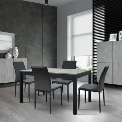 Garnero Arredamenti Tavoli Da Pranzo|Tavoli Allungabili-Tavolo 160/220 cm allungabile grigio cemento metallo Arex