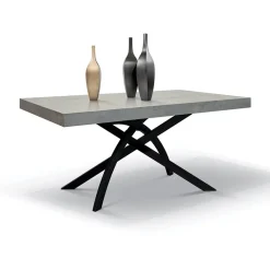 Garnero Arredamenti Tavoli Da Pranzo|Tavoli Allungabili-Tavolo 140/220 cm allungabile grigio metallo Otab Cemento