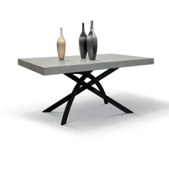Garnero Arredamenti Tavoli Da Pranzo|Tavoli Allungabili-Tavolo 160/240 cm allungabile grigio metallo Otab Cemento