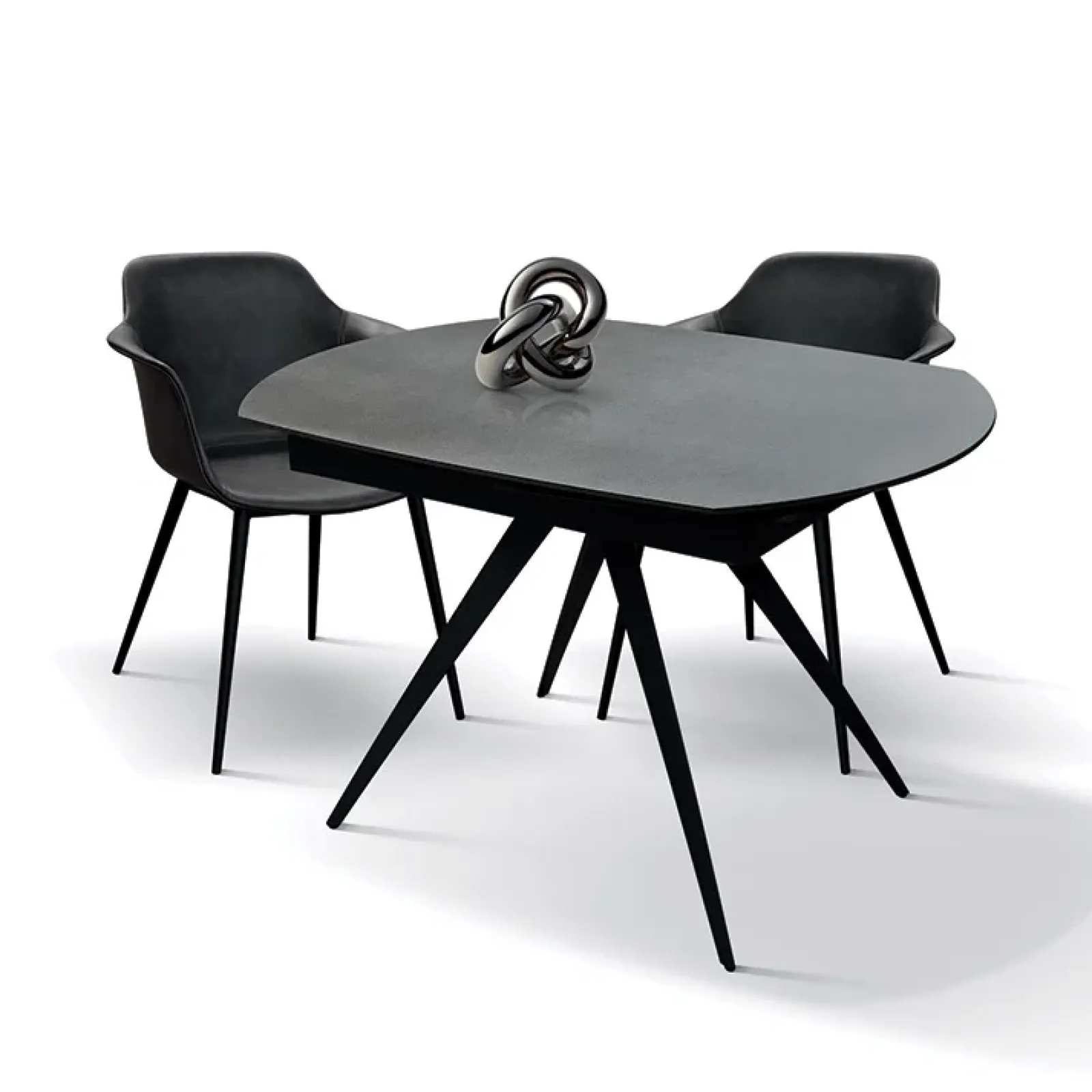 Garnero Arredamenti Tavoli Da Pranzo|Tavoli Allungabili-Tavolo 120/180 cm allungabile grigio metallo Globo Grafite