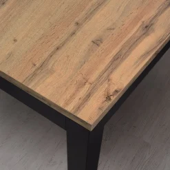 Garnero Arredamenti Tavoli Da Pranzo|Tavoli Allungabili-Tavolo 140/200 cm allungabile metallo ossido Alanda Rovere Rustico