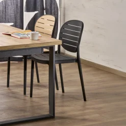 Garnero Arredamenti Tavoli Da Pranzo|Tavoli Allungabili-Tavolo allungabile 160/310cm da pranzo industrial rovere wotan nero Think