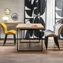 Garnero Arredamenti Tavoli Da Pranzo|Tavoli Allungabili-Tavolo allungabile 160/310cm da pranzo industrial rovere wotan nero Think