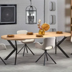 Garnero Arredamenti Tavoli Da Pranzo|Tavoli Allungabili-Tavolo allungabile 100/250cm da pranzo rovere dorato nero Agri