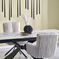 Garnero Arredamenti Tavoli Da Pranzo|Tavoli Allungabili-Tavolo allungabile 180/230cm effetto marmo bianco nero Silvano