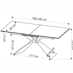 Garnero Arredamenti Tavoli Da Pranzo|Tavoli Allungabili-Tavolo allungabile 180/230cm effetto marmo bianco nero Silvano
