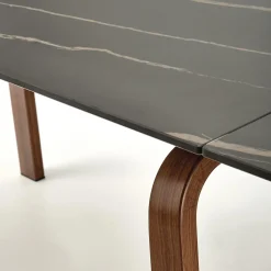 Garnero Arredamenti Tavoli Da Pranzo|Tavoli Allungabili-Tavolo allungabile 140/200cm effetto marmo nero rovere scuro Rinaldo