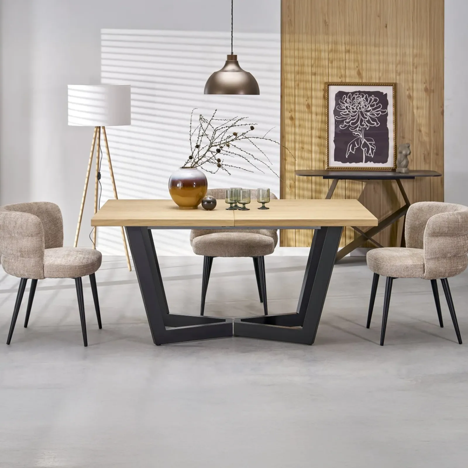 Garnero Arredamenti Tavoli Da Pranzo|Tavoli Allungabili-Tavolo allungabile 160/250cm industrial nero rovere Ridge Rovere - Nero