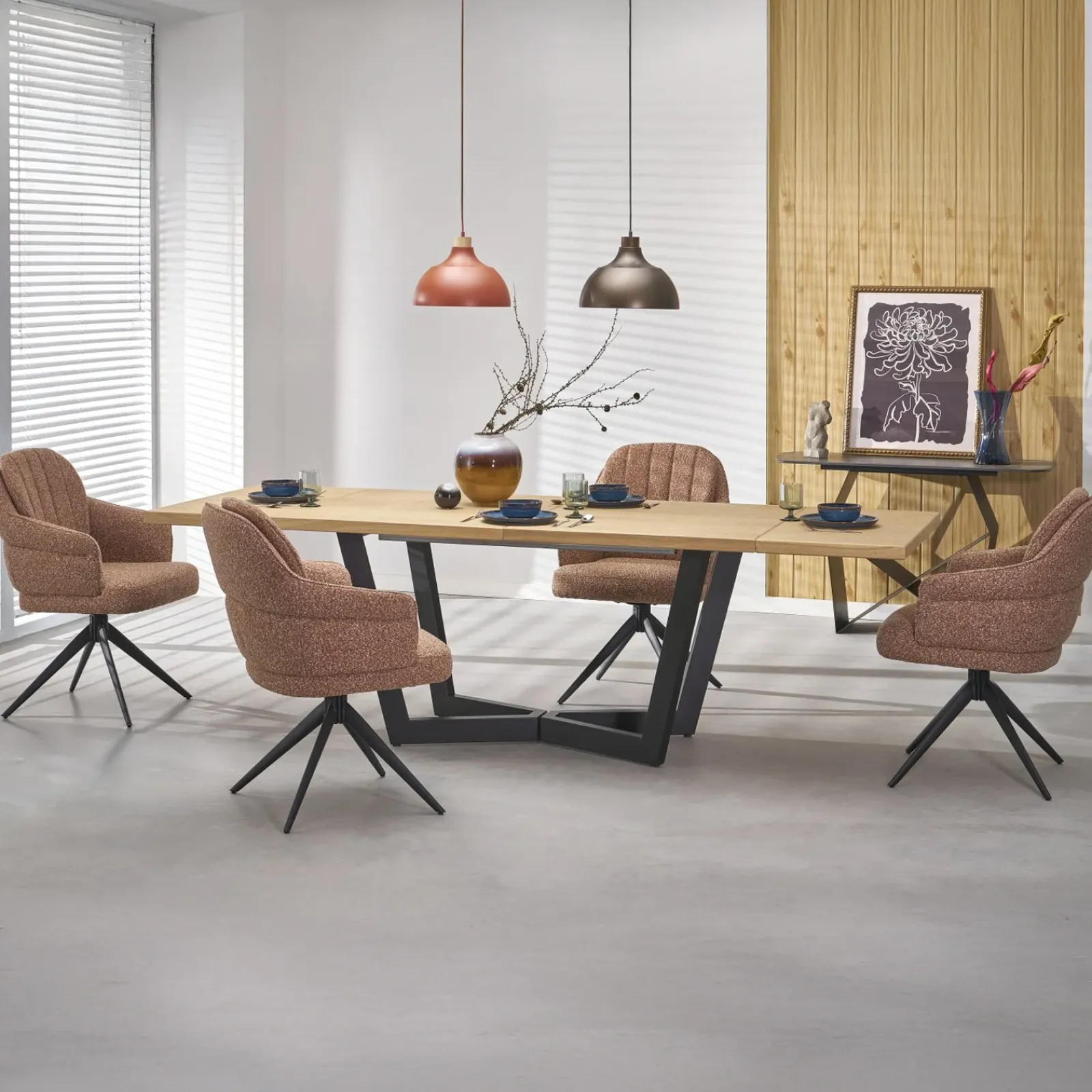 Garnero Arredamenti Tavoli Da Pranzo|Tavoli Allungabili-Tavolo allungabile 160/250cm industrial nero rovere Ridge Rovere - Nero