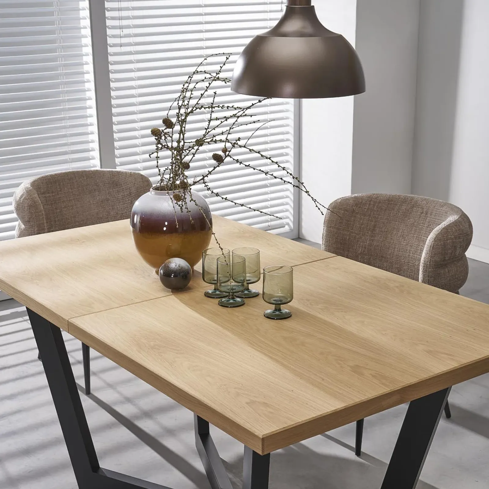 Garnero Arredamenti Tavoli Da Pranzo|Tavoli Allungabili-Tavolo allungabile 160/250cm industrial nero rovere Ridge Rovere - Nero