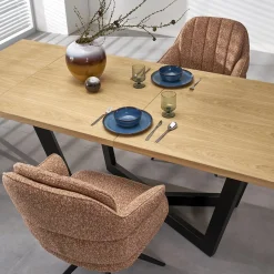 Garnero Arredamenti Tavoli Da Pranzo|Tavoli Allungabili-Tavolo allungabile 160/250cm industrial nero rovere Ridge Rovere - Nero