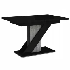 Garnero Arredamenti Tavoli Da Pranzo|Tavoli Allungabili-Tavolo allungabile 120/160cm moderno da pranzo nero effetto pietra Amilia Nero Lucido - Grigio