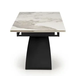 Garnero Arredamenti Tavoli Da Pranzo|Tavoli Allungabili-Tavolo allungabile 180/260cm moderno effetto marmo bianco nero Novellino