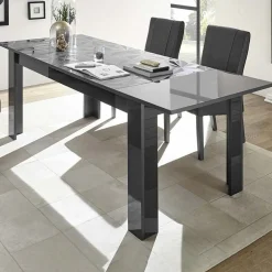 Garnero Arredamenti Tavoli Laccati|Tavoli Da Pranzo-Tavolo allungabile 137/185cm moderno grigio con serigrafia Marvis Antracite