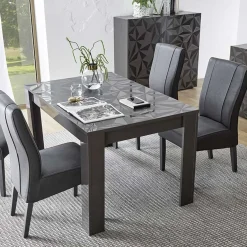 Garnero Arredamenti Tavoli Laccati|Tavoli Da Pranzo-Tavolo allungabile 137/185cm moderno grigio con serigrafia Marvis Antracite