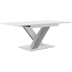 Garnero Arredamenti Tavoli Da Pranzo|Tavoli Allungabili-Tavolo allungabile 140/180cm moderno rettangolare bianco cemento Ivonne Bianco Opaco - Cemento