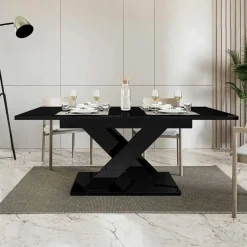 Garnero Arredamenti Tavoli Da Pranzo|Tavoli Allungabili-Tavolo allungabile 140/180cm rettangolare Ivonne Nero Lucido