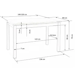 Garnero Arredamenti Tavoli In Legno|Tavoli Da Pranzo-Tavolo allungabile 140/220cm rettangolare rovere nodato bianco Ace Bianco - Rovere