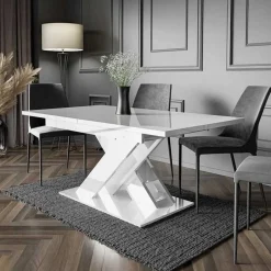 Garnero Arredamenti Tavoli Da Pranzo|Tavoli Allungabili-Tavolo allungabile 140/180cm rettangolare Ivonne Bianco Lucido