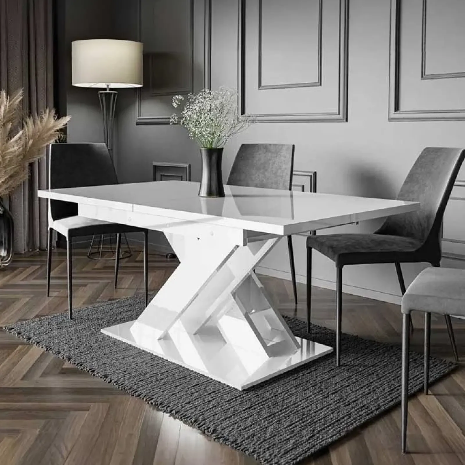 Garnero Arredamenti Tavoli Da Pranzo|Tavoli Allungabili-Tavolo allungabile 140/180cm rettangolare Ivonne Bianco Lucido