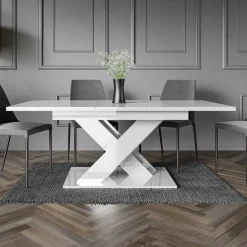 Garnero Arredamenti Tavoli Da Pranzo|Tavoli Allungabili-Tavolo allungabile 140/180cm rettangolare Ivonne Bianco Lucido