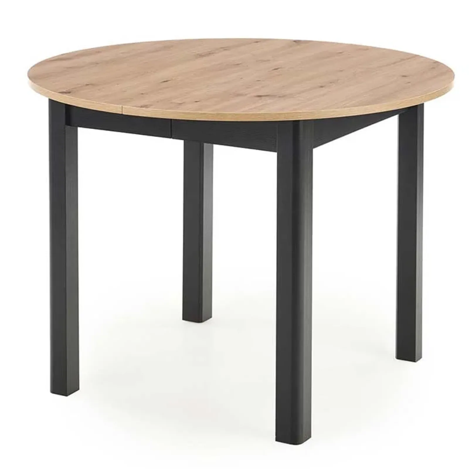 Garnero Arredamenti Tavoli Rotondi|Tavoli Da Pranzo-Tavolo allungabile 102/142cm rotondo moderno nero Lucci Rovere