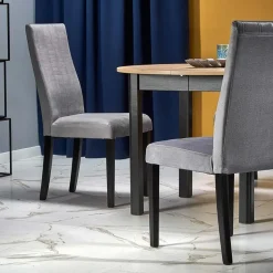 Garnero Arredamenti Tavoli Rotondi|Tavoli Da Pranzo-Tavolo allungabile 102/142cm rotondo moderno nero Lucci Rovere