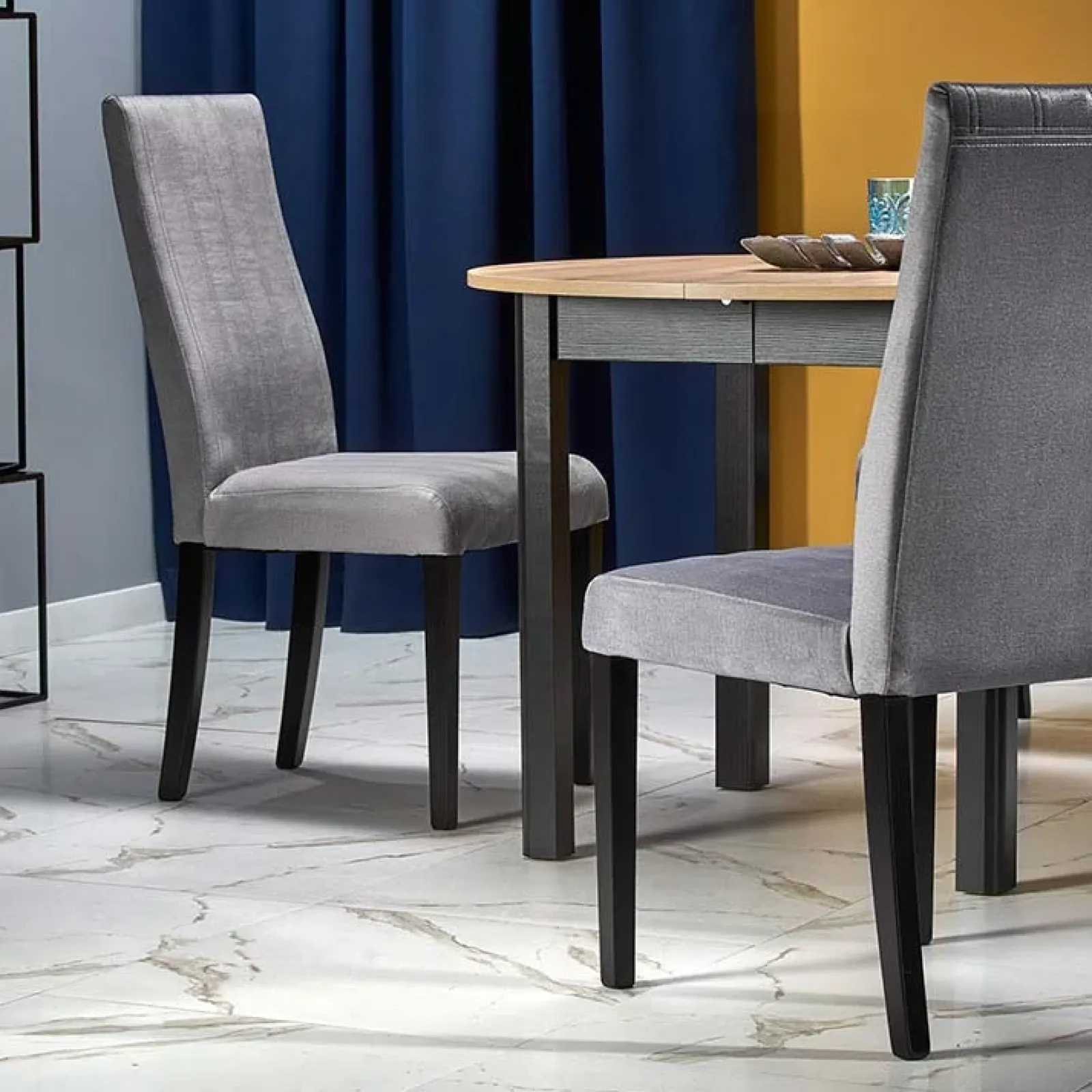 Garnero Arredamenti Tavoli Rotondi|Tavoli Da Pranzo-Tavolo allungabile 102/142cm rotondo moderno nero Lucci Rovere