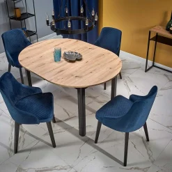 Garnero Arredamenti Tavoli Rotondi|Tavoli Da Pranzo-Tavolo allungabile 102/142cm rotondo moderno nero Lucci Rovere