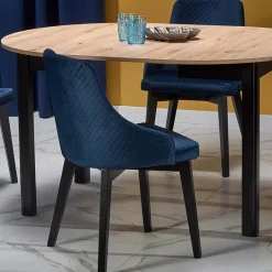 Garnero Arredamenti Tavoli Rotondi|Tavoli Da Pranzo-Tavolo allungabile 102/142cm rotondo moderno nero Lucci Rovere