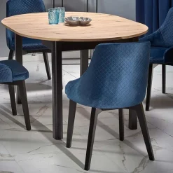 Garnero Arredamenti Tavoli Rotondi|Tavoli Da Pranzo-Tavolo allungabile 102/142cm rotondo moderno nero Lucci Rovere