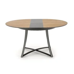 Garnero Arredamenti Tavoli Rotondi|Tavoli Da Pranzo-Tavolo allungabile 118/148cm rotondo rovere antracite nero Ortensia Gihome®